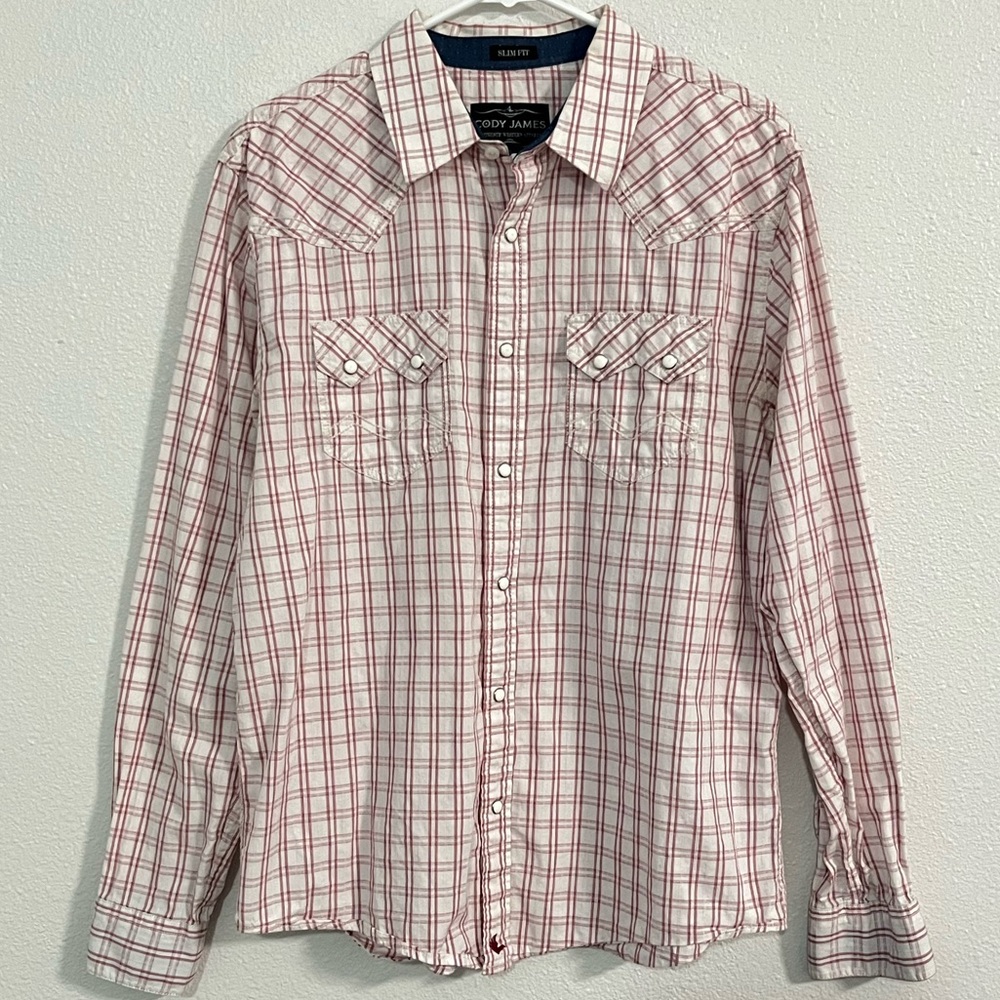 Cody James Red and White Plaid Men's Casual Shirt